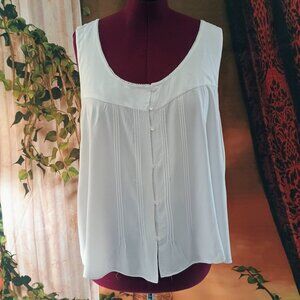 EUC Jessica Simpson Sz 2X Ivory White Boho Lace Trim Pintuck Button Down Top